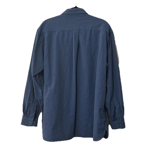 LL Bean Chamois Vintage Mens XL Navy Blue Heavy Flannel Button 0MT03 Excellent - Picture 2 of 7